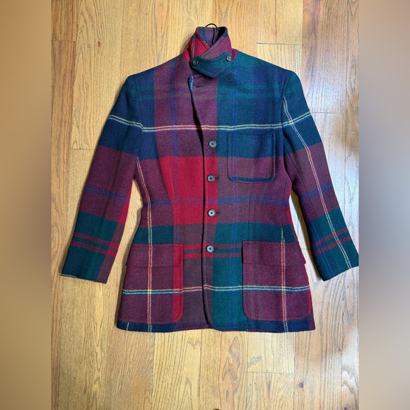 Vintage Ralph Lauren 100% Wool Tartan Plaid Blazer Union Made 90s - Picture 5 of 12
